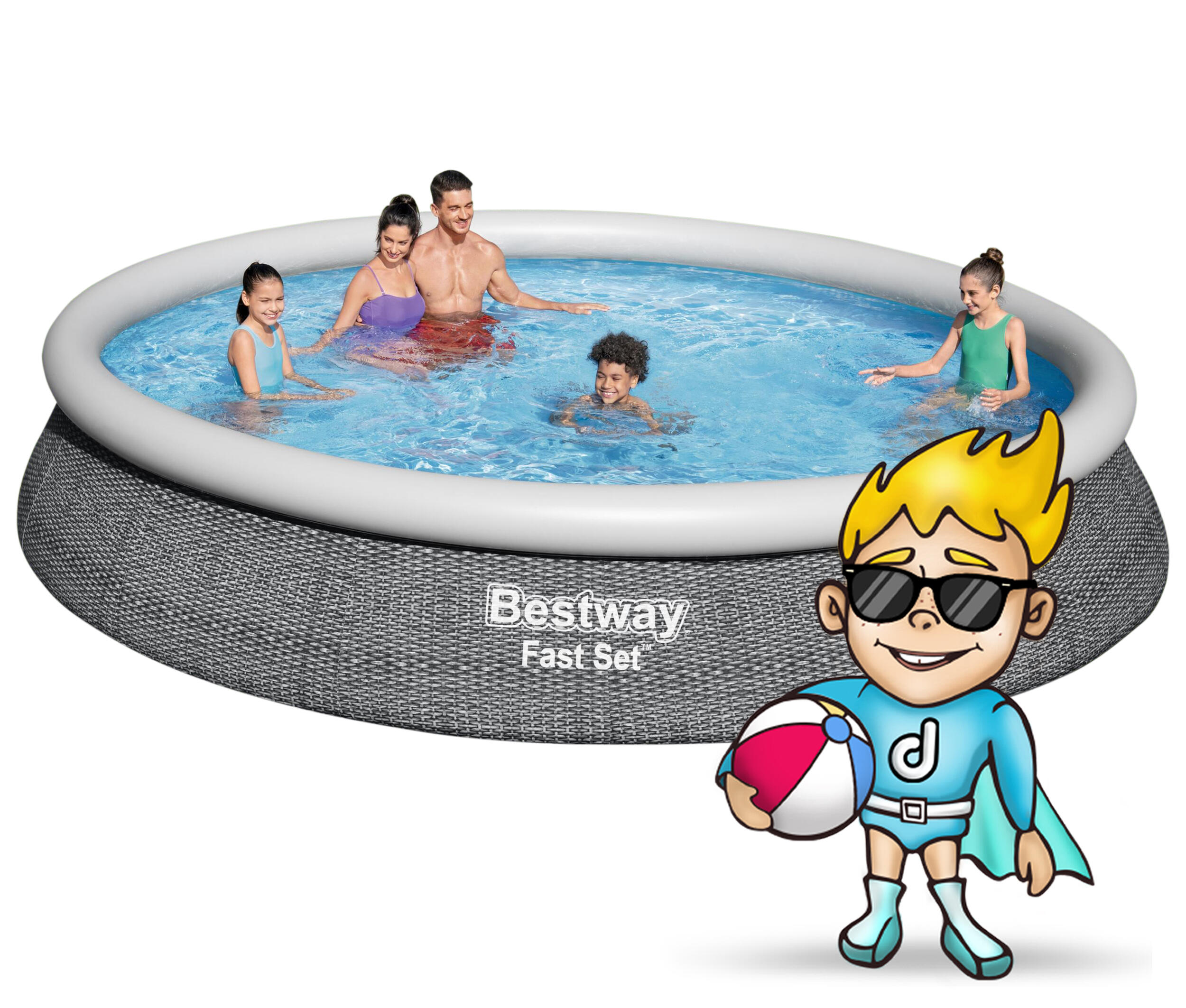 Bestway Piscine autoportante Ronde Fast Set Rotin 457x84cm avec Filtration 5/7