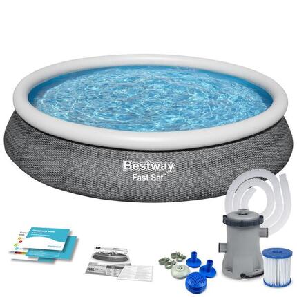Bestway Piscine autoportante Ronde Fast Set Rotin 457x84cm avec Filtration