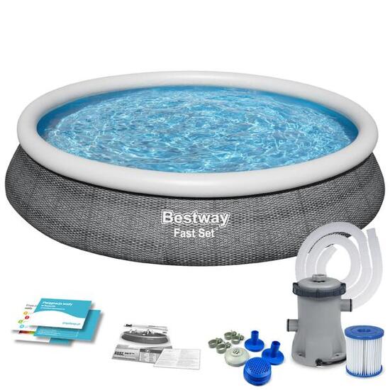 Bestway Piscine autoportante Ronde Fast Set Rotin 457x84cm avec Filtration