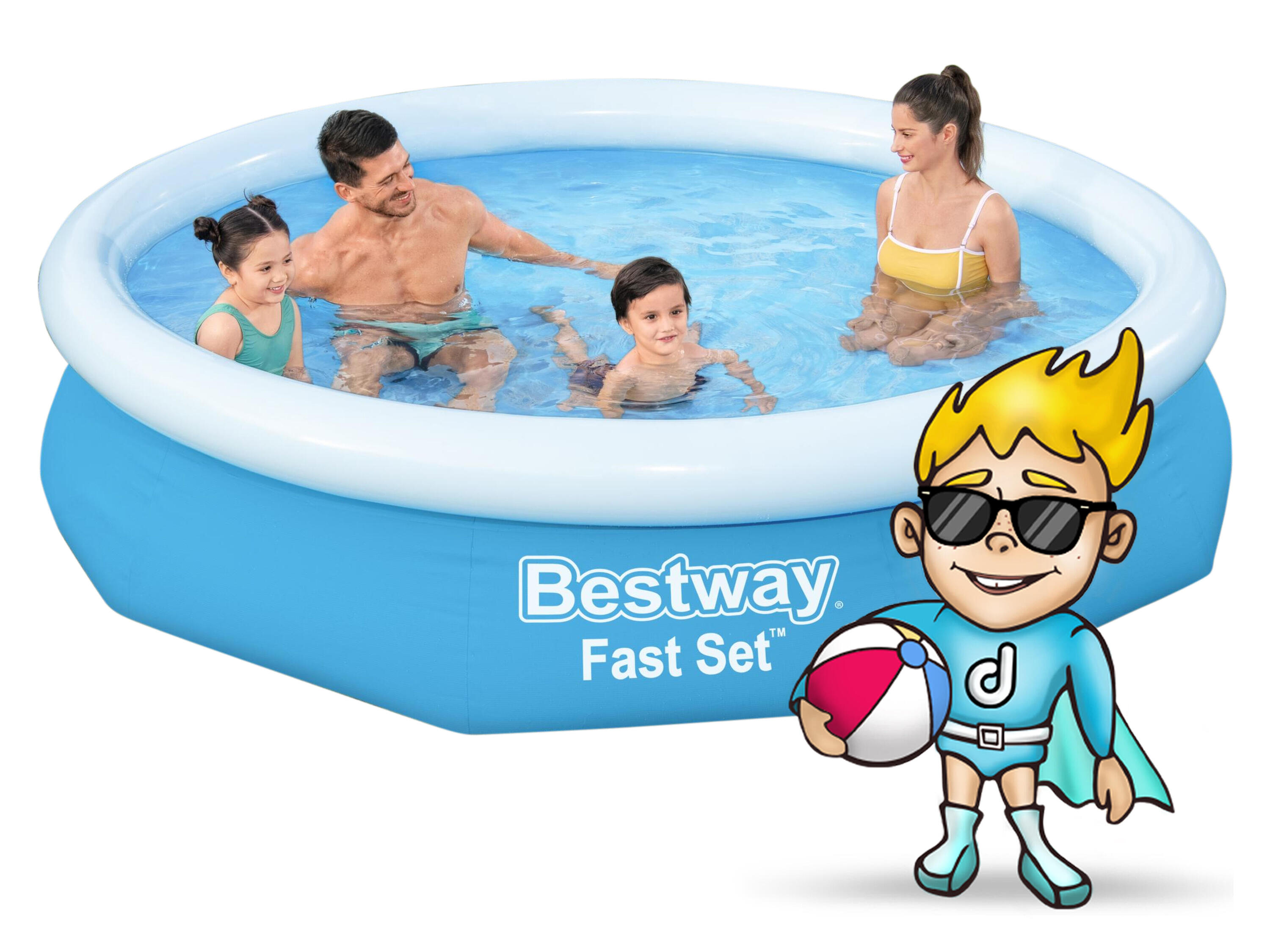 Piscina de criança Bestway Fast Set Ø244x61 cm Filtro de Cartucho 1.249 l/h 2/7