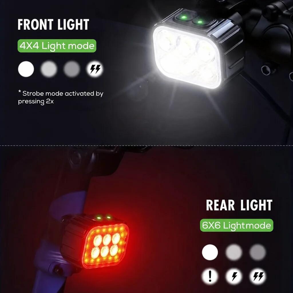 Kit d'éclairage pour vélo – Éclairage LED rechargeable avant et arrière 3/7