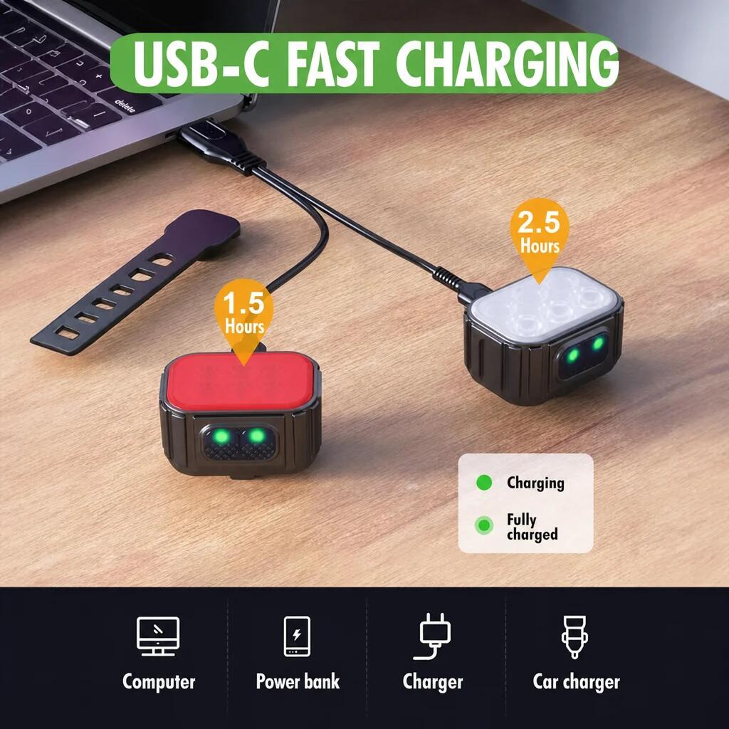 Kit d'éclairage pour vélo – Éclairage LED rechargeable avant et arrière 7/7