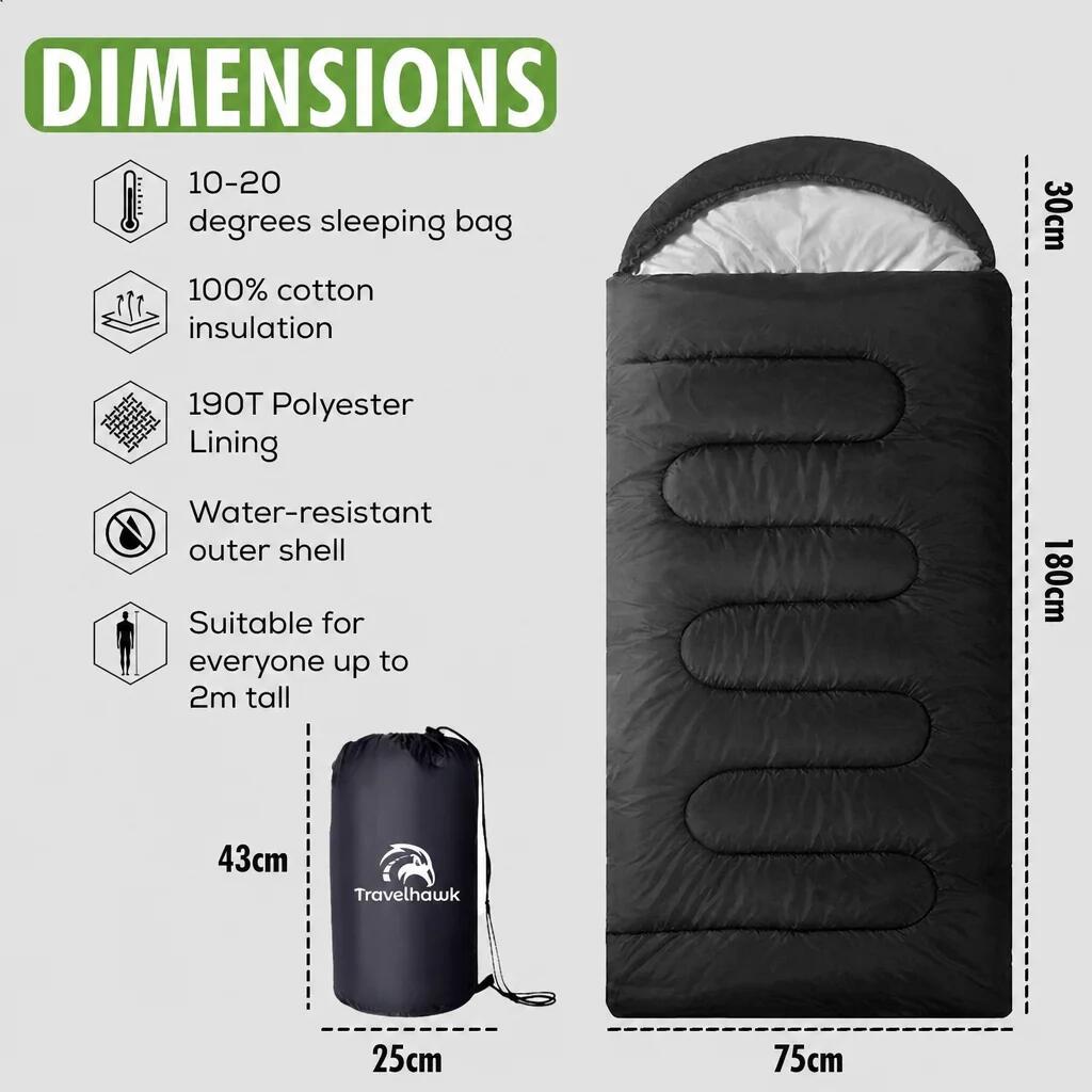 Sac de couchage – Momie 210 × 75 cm (Zone de confort 10–20 °C) 4/7