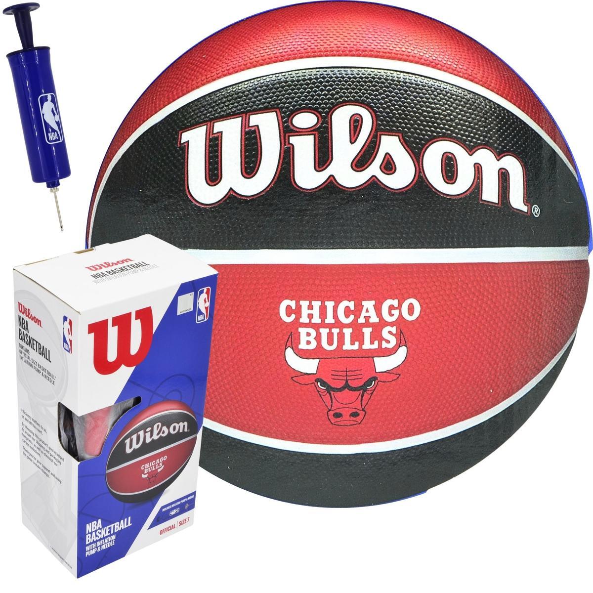 Piłka do koszykówki Wilson NBA Chicago Bulls z pompką i kartonem 2/6