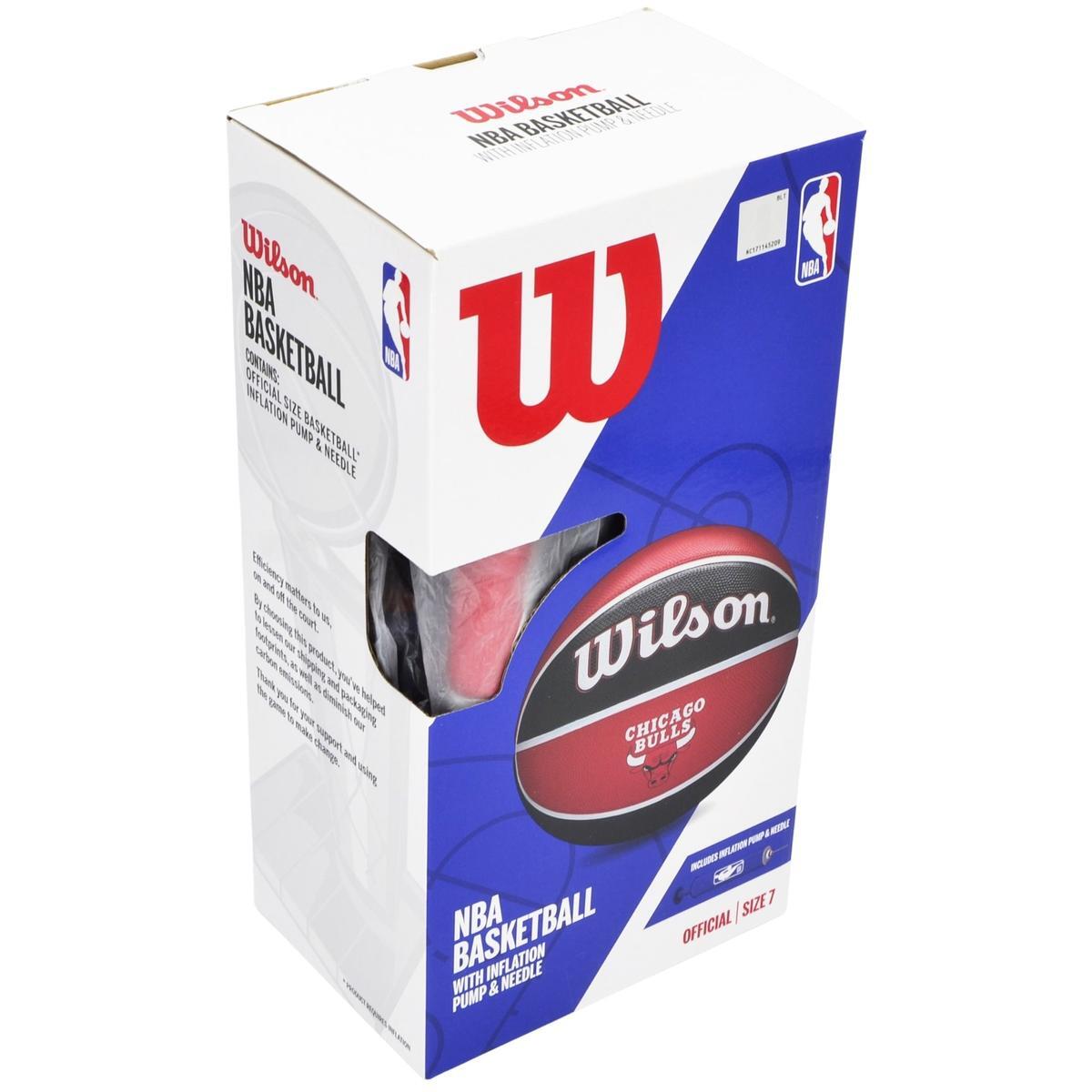 Piłka do koszykówki Wilson NBA Chicago Bulls z pompką i kartonem 6/6