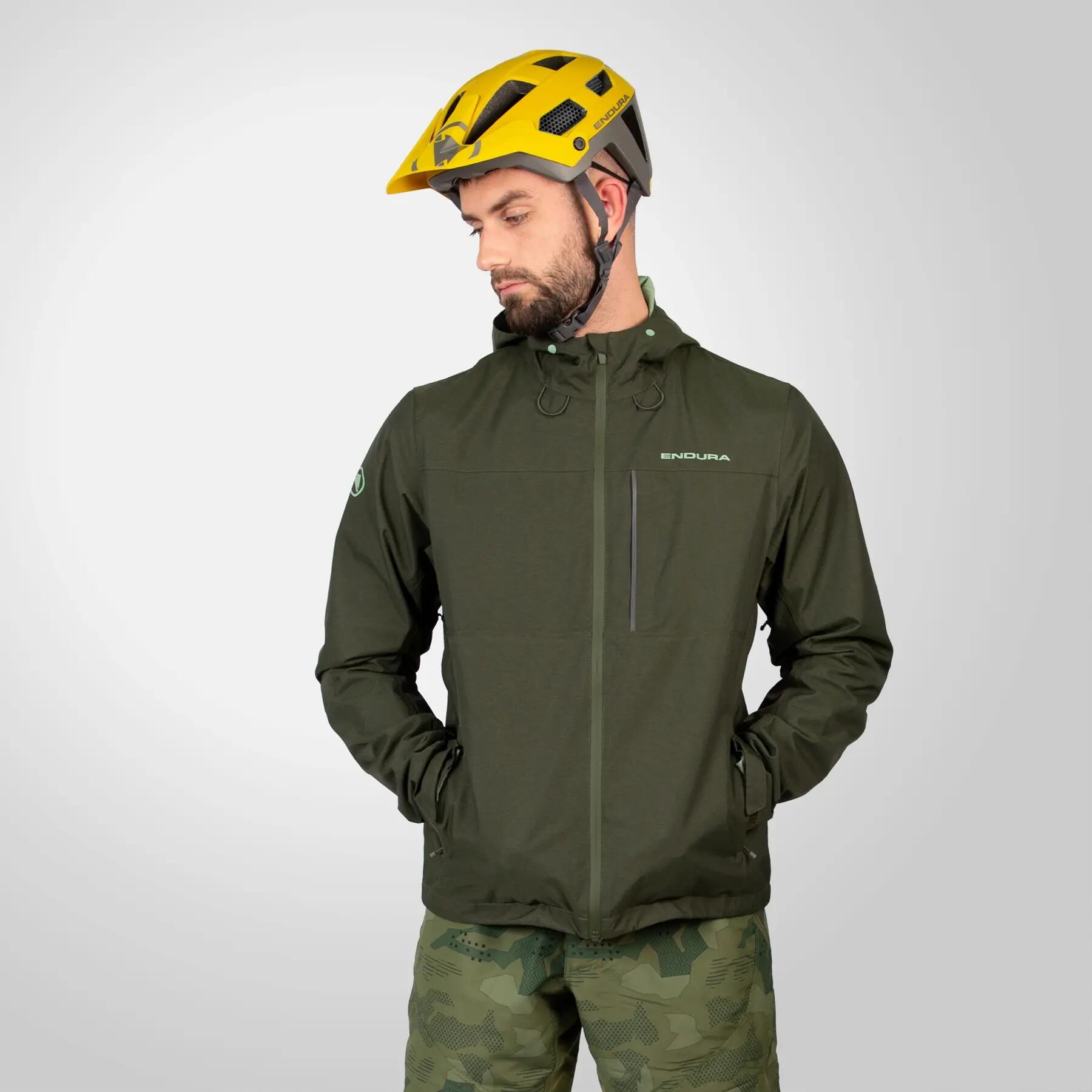 Herren Hardshell-Kapuzenjacke Mit Sturmlasche Hinter Dem Frontreißverschluss 3/5