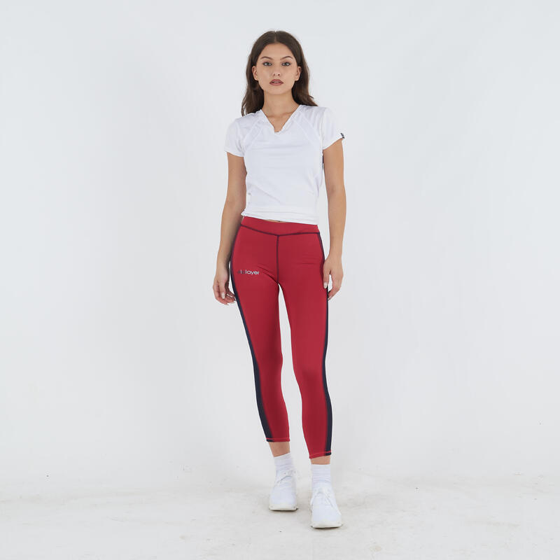 Femei Running Capri Stretch Tasca Zip Amarena-Albastru