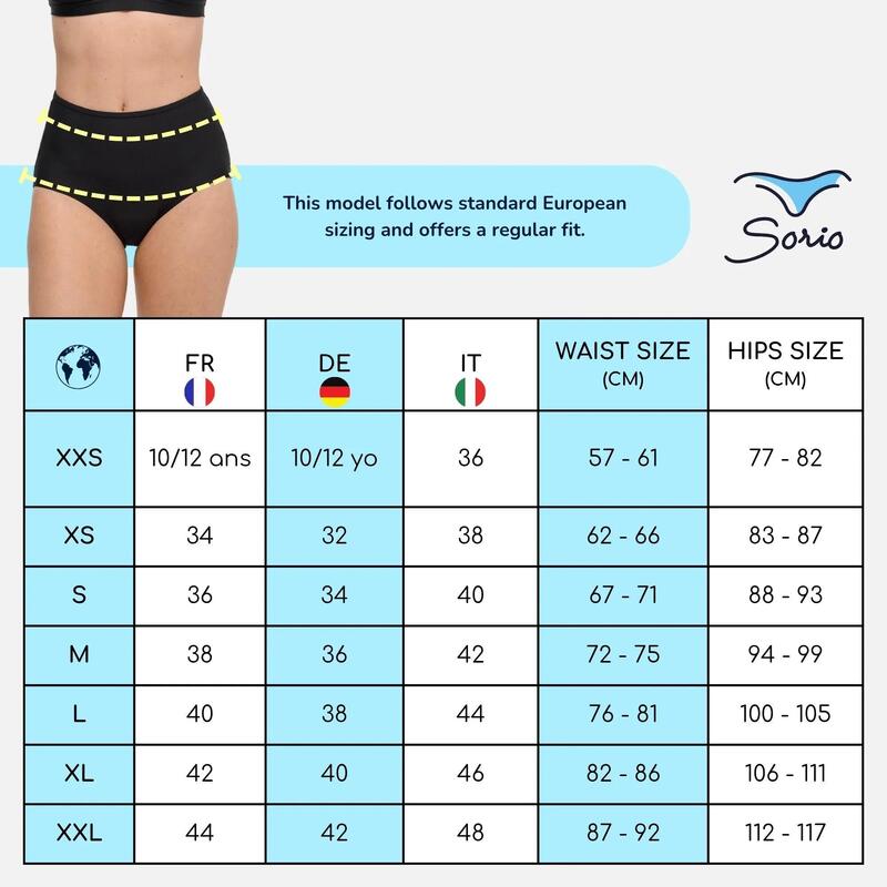 Slip înot femei menstrual talie înaltă Naya negru