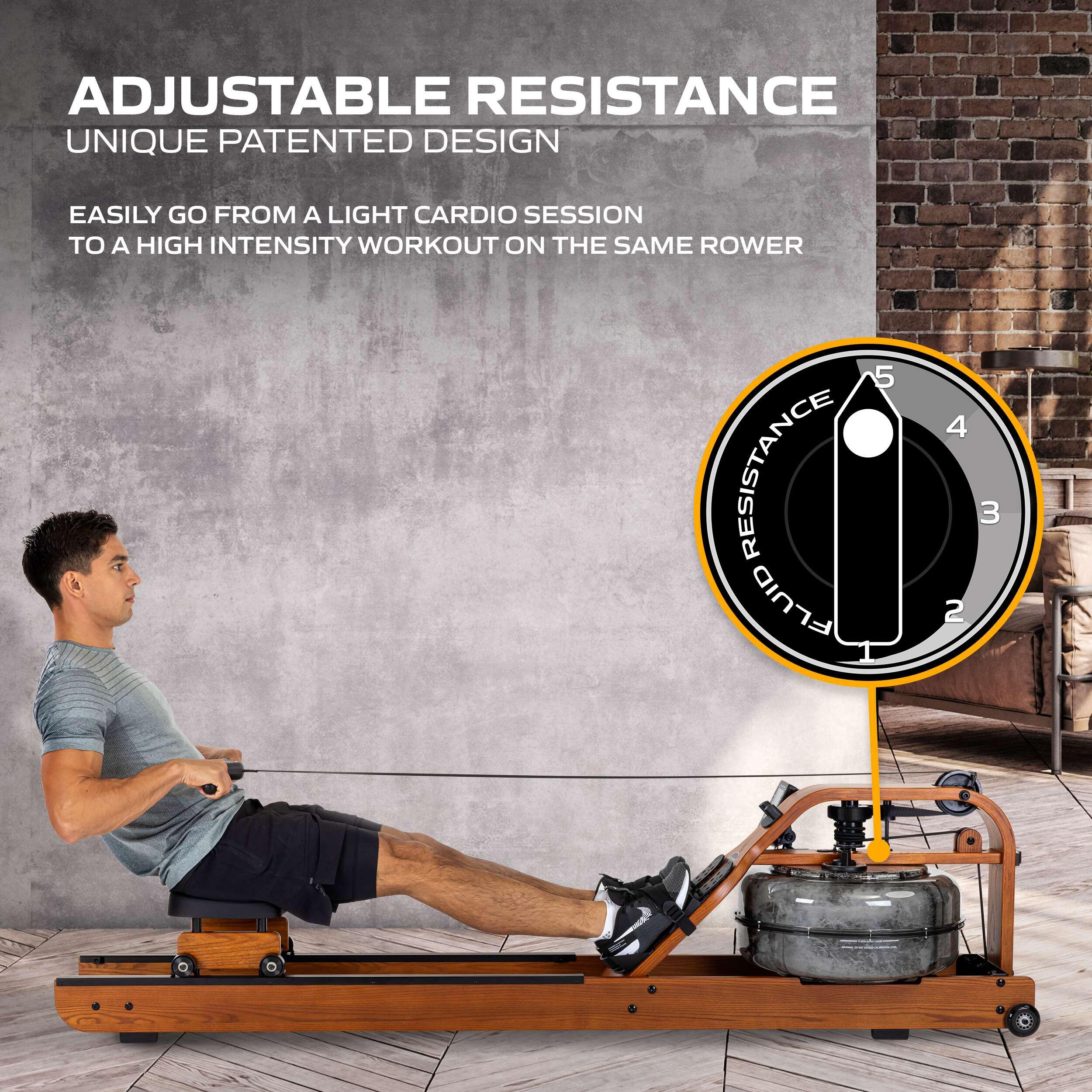 Fluid Rower Viking PRO V + SPH Wasser Rudergerät Dual Rail 3/5