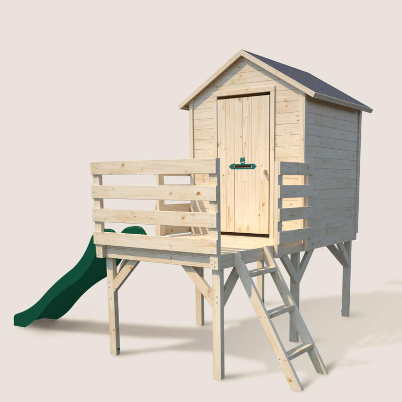 Cabane en bois sur pilotis avec toboggan JOSEPHINE 3/5