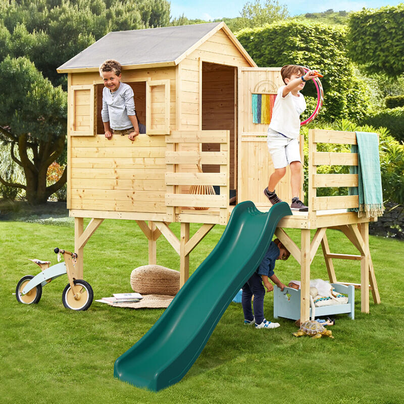 Cabane en bois sur pilotis avec toboggan JOSEPHINE 2/5