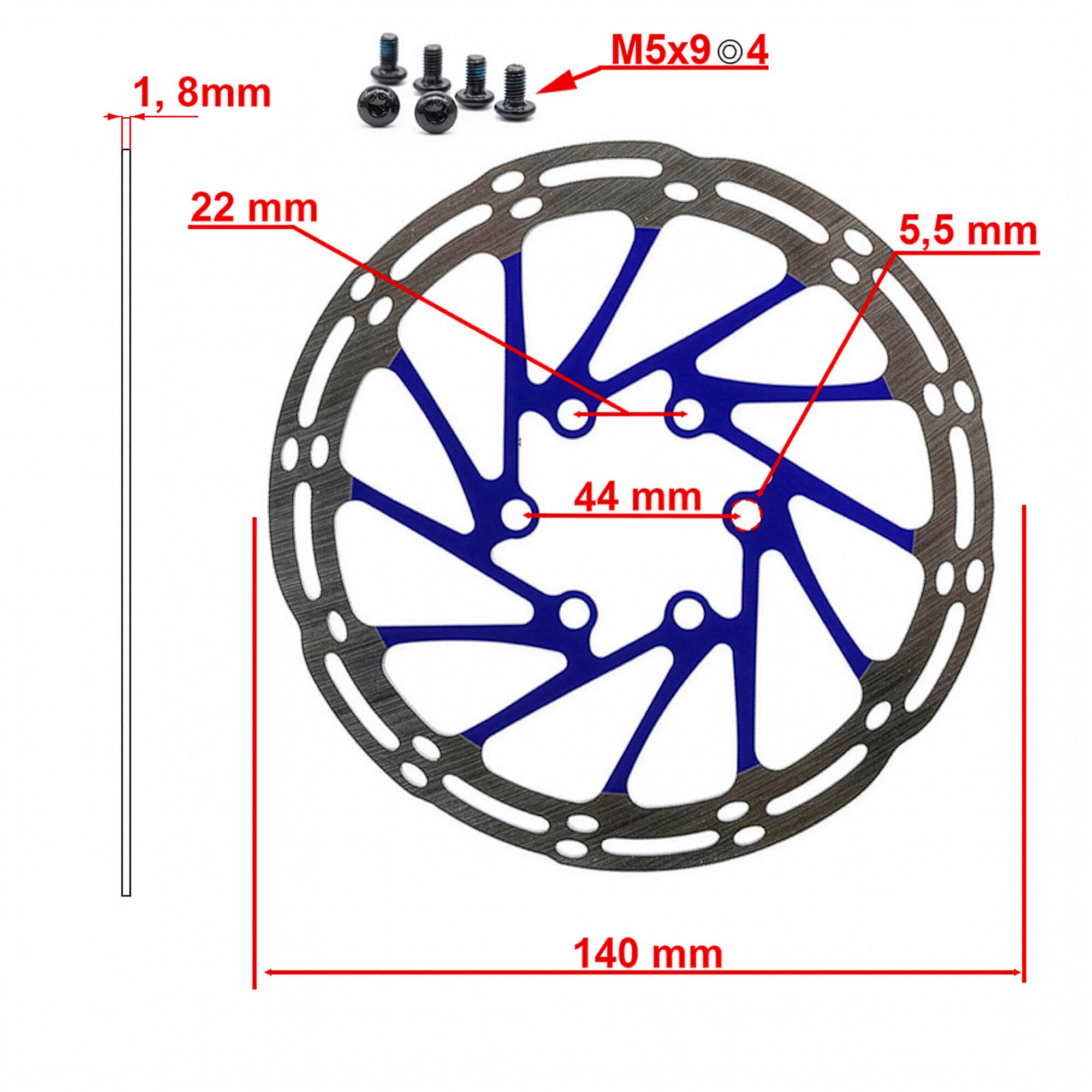 Disco de freno EWD002 140mm 6H azul 2/4