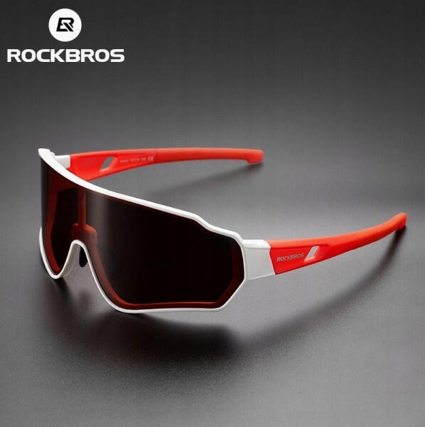Okulary rowerowe / sportowe z polaryzacją ROCKBROS UV400 (10162) biało-czerwone 2/7