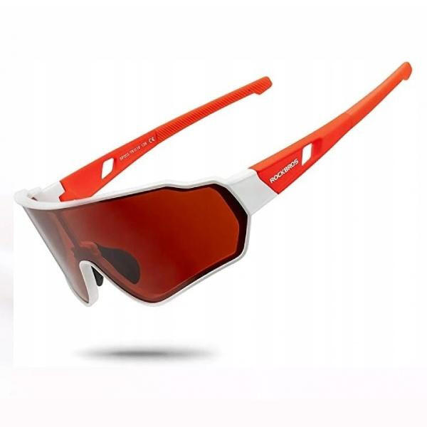 Okulary rowerowe / sportowe z polaryzacją ROCKBROS UV400 (10162) biało-czerwone