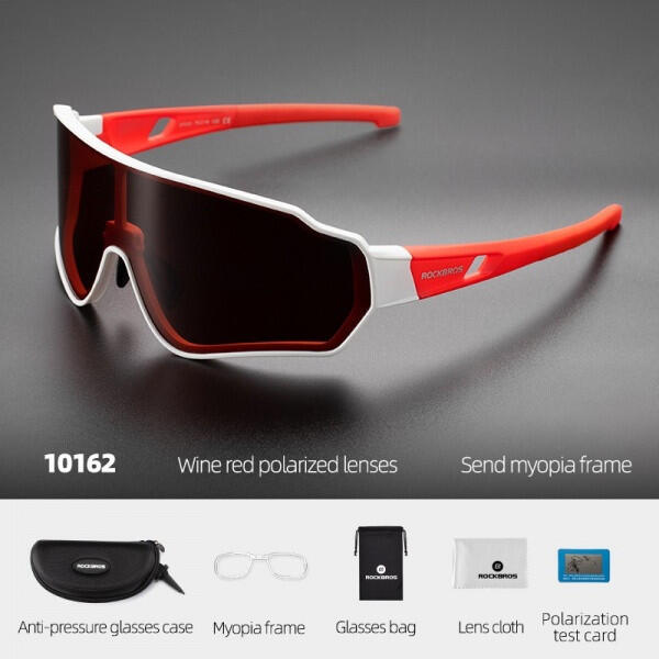 Okulary rowerowe / sportowe z polaryzacją ROCKBROS UV400 (10162) biało-czerwone 6/7