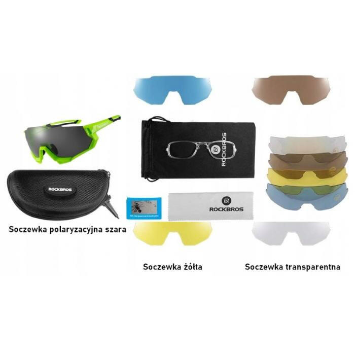Okulary rowerowe / sportowe z polaryzacją, wymienne soczewki UV400 ROCKBROS 6/7