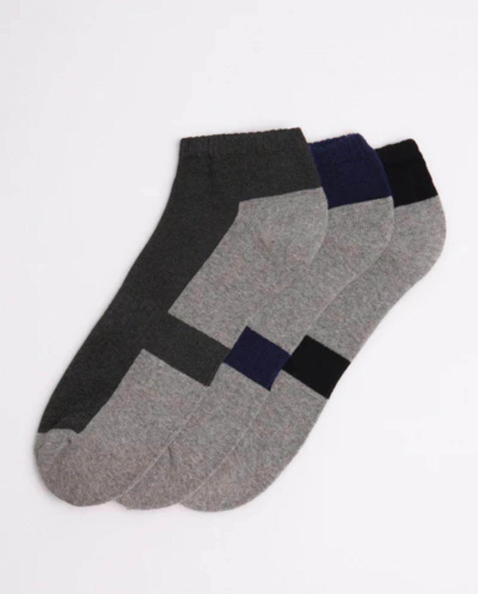Lot de 3 chaussettes de sport grises et noires 1/4