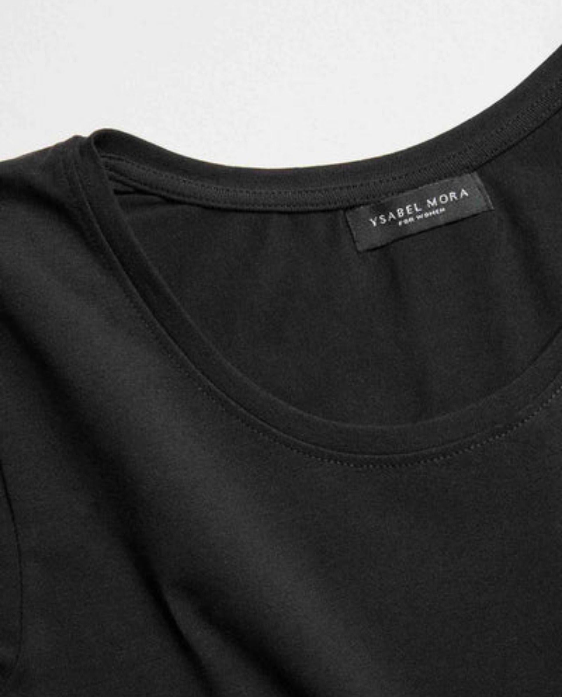 T-shirt basique noir à manches longues 3/4