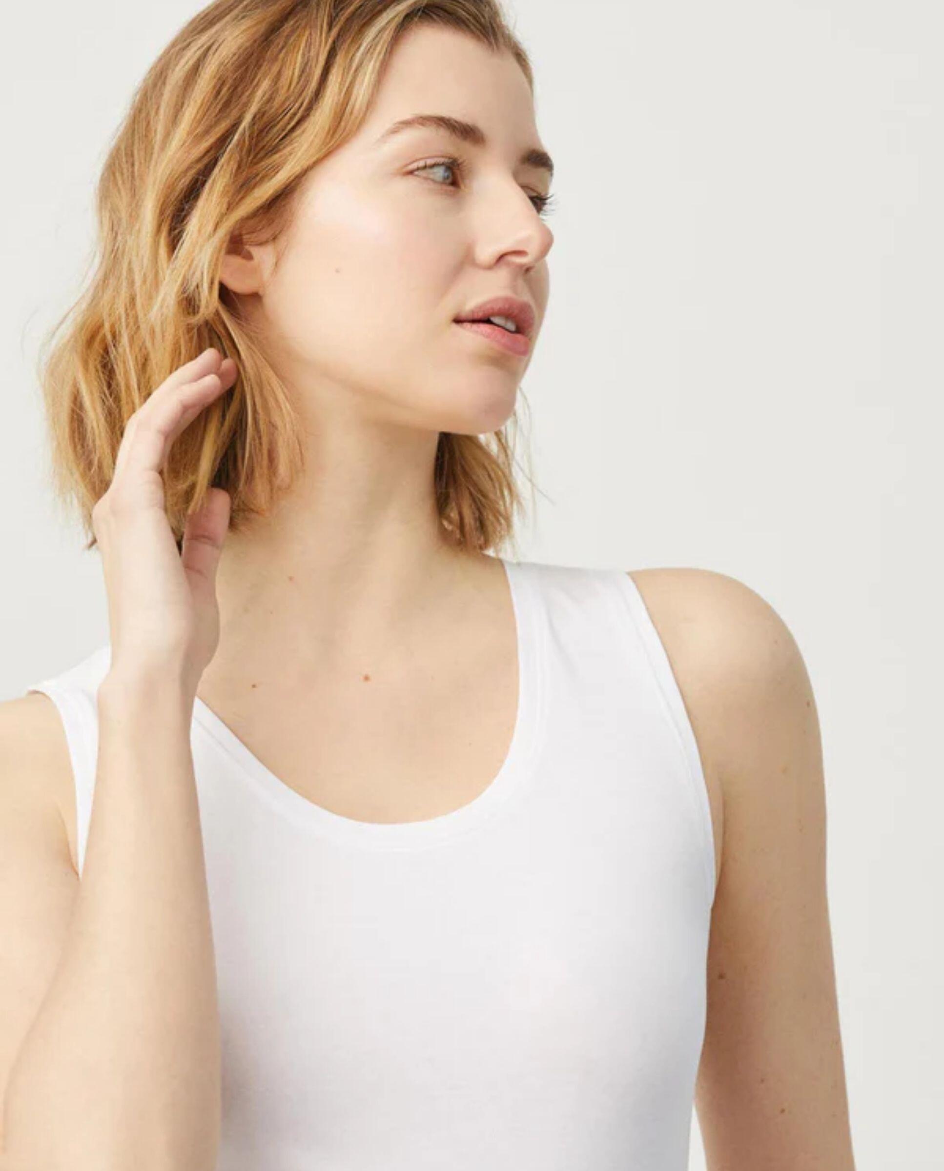 T-shirt à larges bretelles en coton blanc 2/2