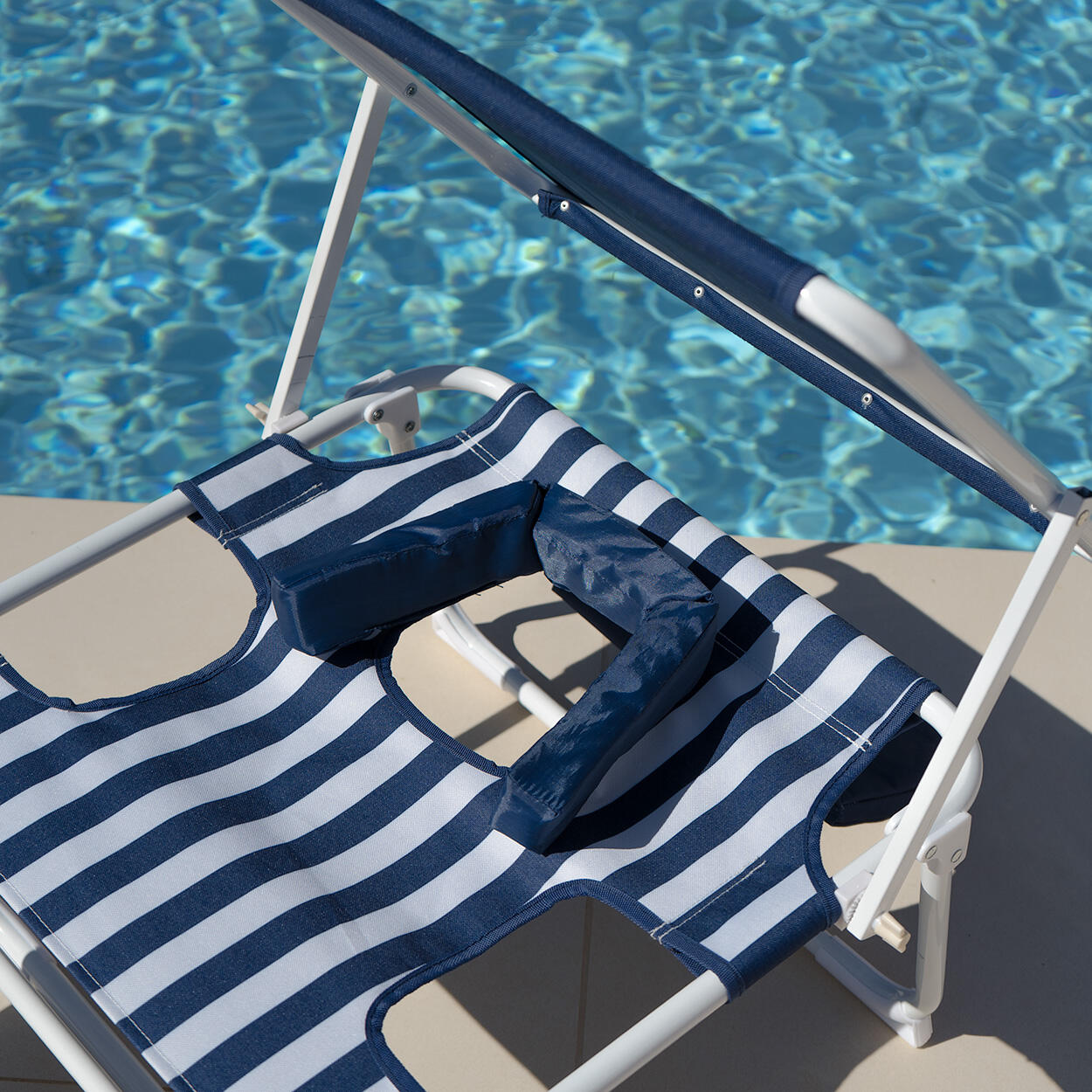 Flamingueo tumbona plegable parasol aluminio poliéster azul 3/7