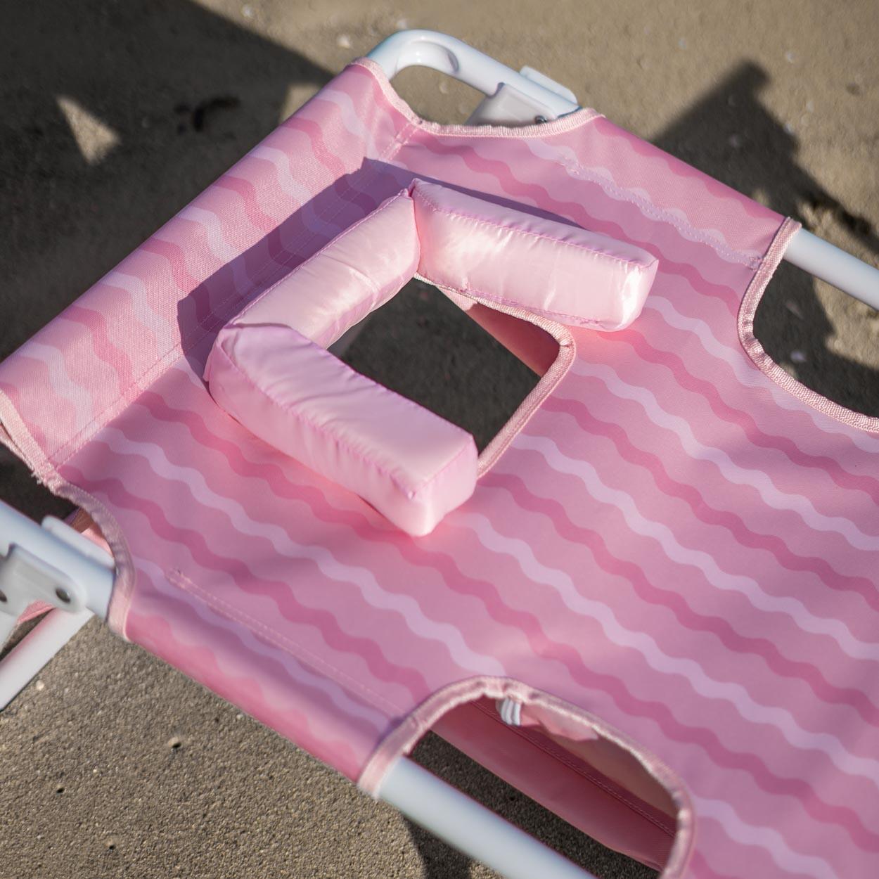 Flamingueo silla playa reclinable reposapiés aluminio rosa 3/7