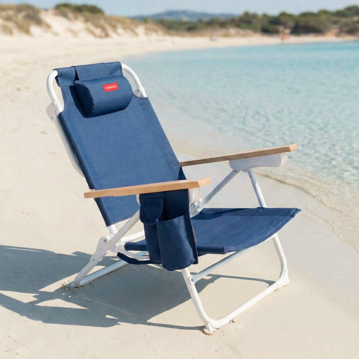Flamingueo silla playa reclinable 5 posiciones aluminio azul 2/7