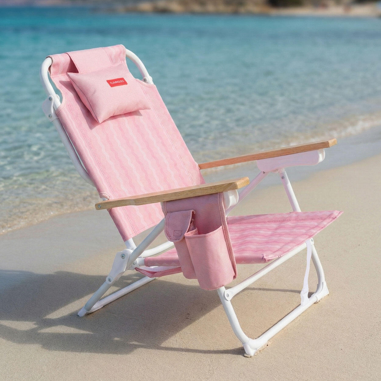 Flamingueo silla playa reclinable 5 posiciones aluminio rosa 2/7