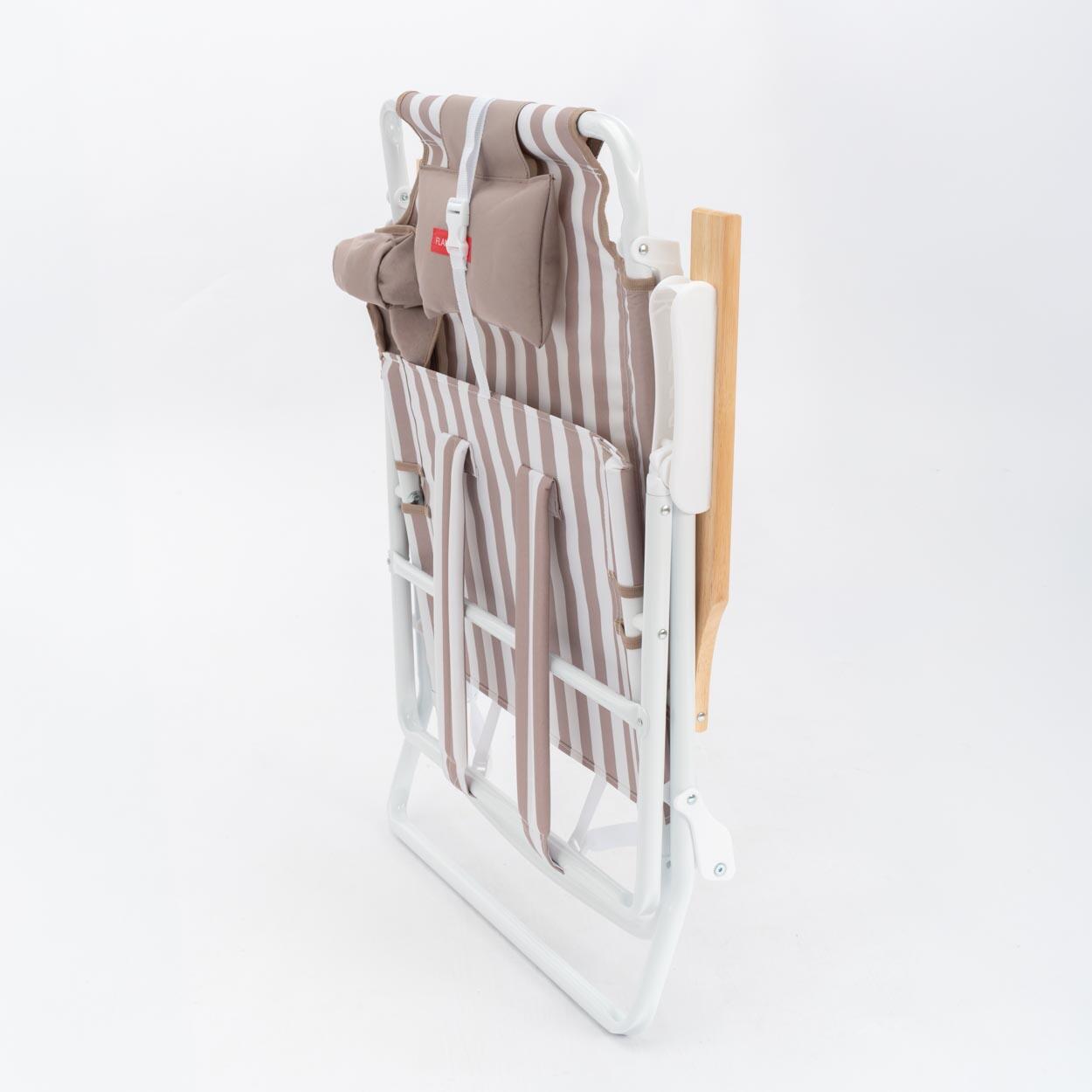 Flamingueo silla playa reclinable 5 posiciones aluminio beige 3/5