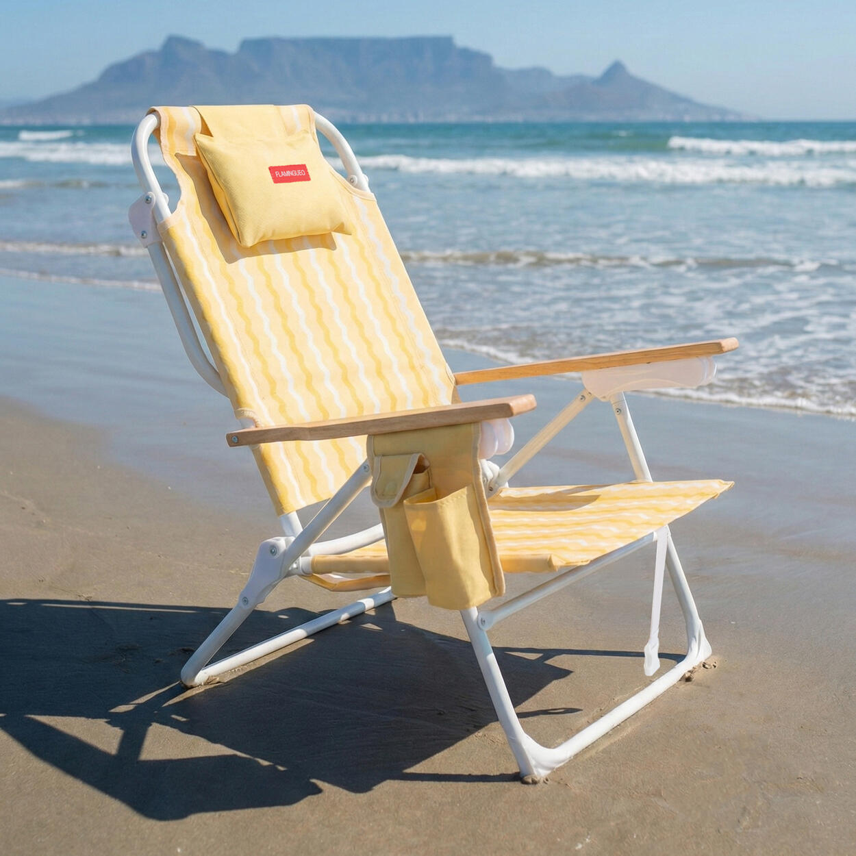 Flamingueo silla playa reclinable 5 posiciones aluminio amarillo 2/5