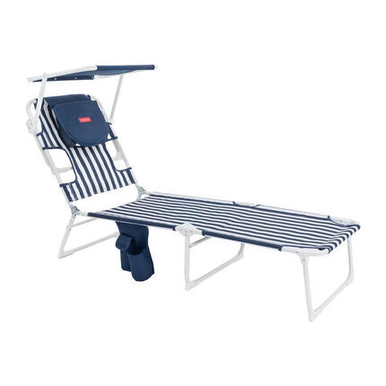 Flamingueo klappbare liege mit sonnendach aluminium polyester blau
