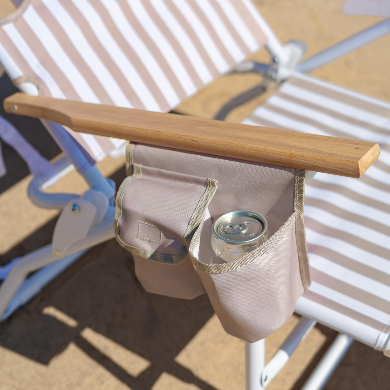 Flamingueo silla playa reclinable reposapiés aluminio beige 4/7
