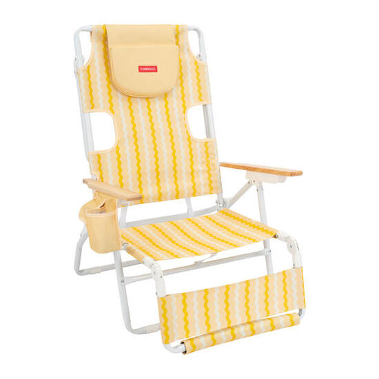 Flamingueo chaise de plage inclinable repose-pieds aluminium jaune