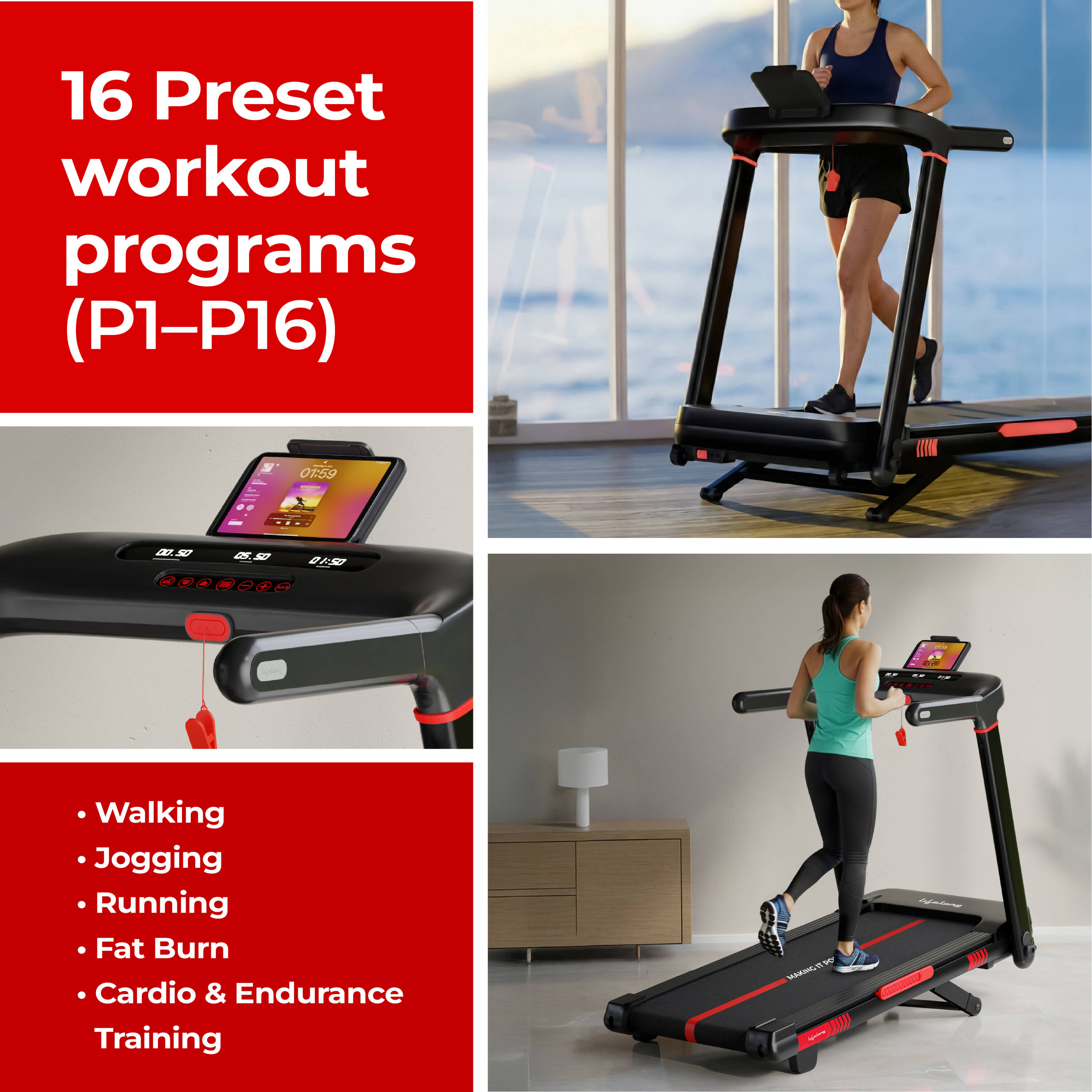 Lifelong 6HP Motorized Treadmill| 25 Levels Auto Incline | LED Display| Foldable | Max Speed 15 km/h | 150 kg Capacity | Brushless Motor Treadmill for Home Workouts | Bluetooth Speaker & FitShow App -  3