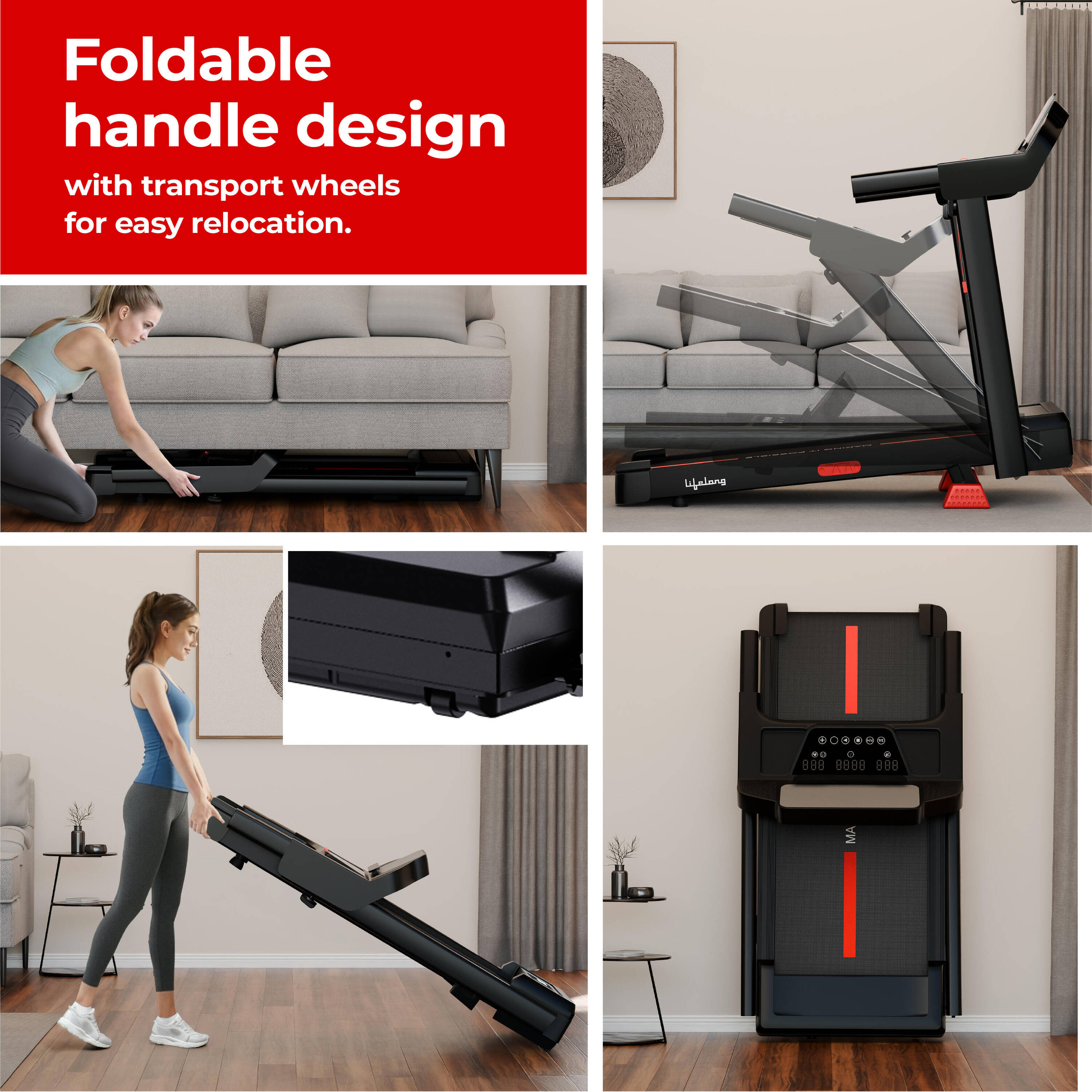 Lifelong 4.5HP Motorized Treadmill for Home | Manual Incline 12% | Foldable Handle | Max Speed 12 km/h | | LED Display | 12 Workout Programs |110 kg Capacity| Ideal Gym Equipment for Home Workout -  3