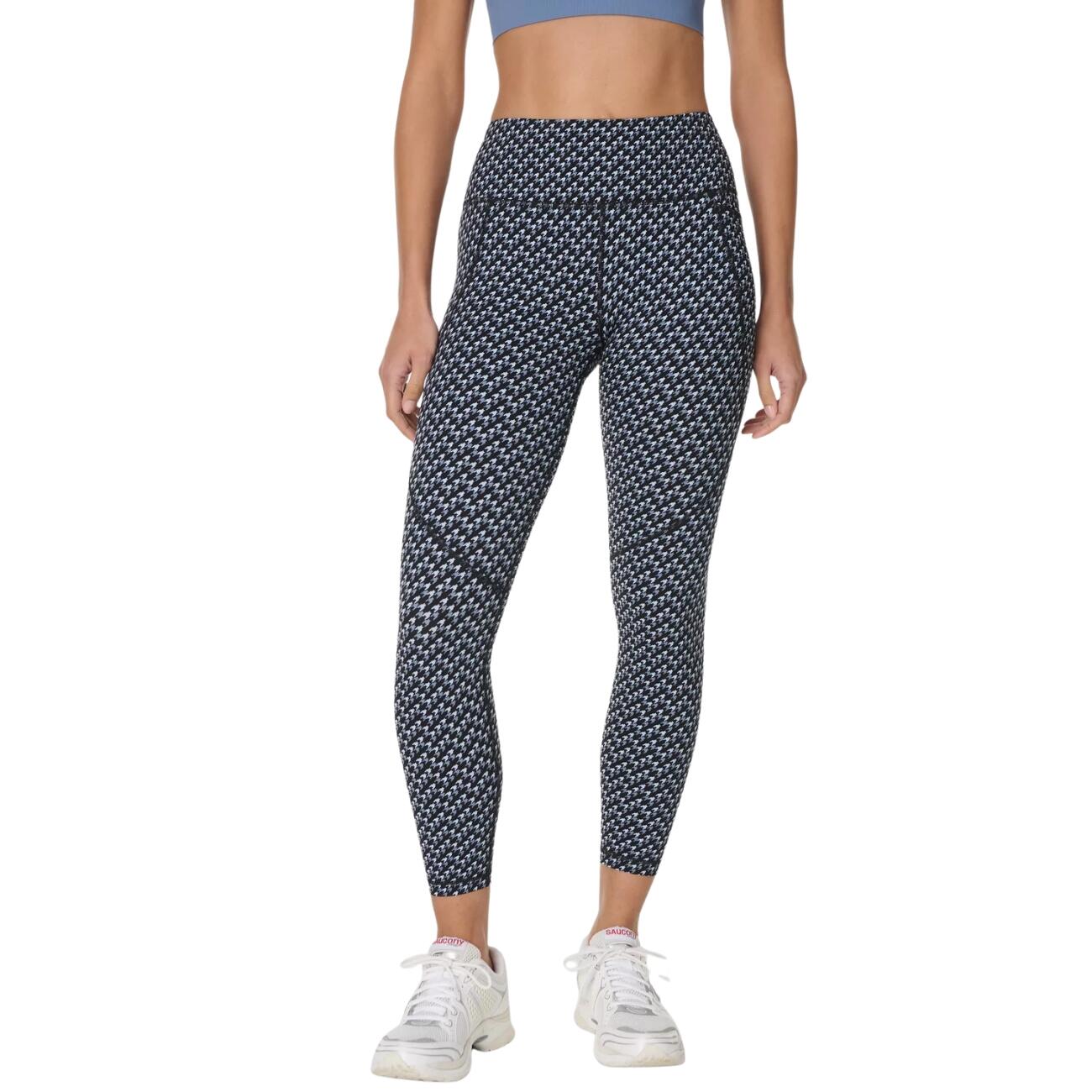 SWEATY BETTY Power Gym Leggings  BLUE MICRO HOUNDSTOOTH PRINT XS 3/7