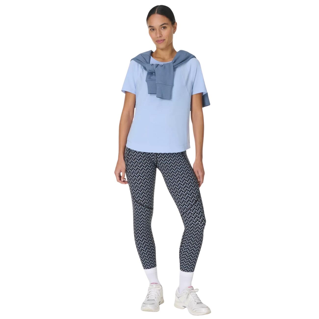 SWEATY BETTY Power Gym Leggings  BLUE MICRO HOUNDSTOOTH PRINT XS 5/7
