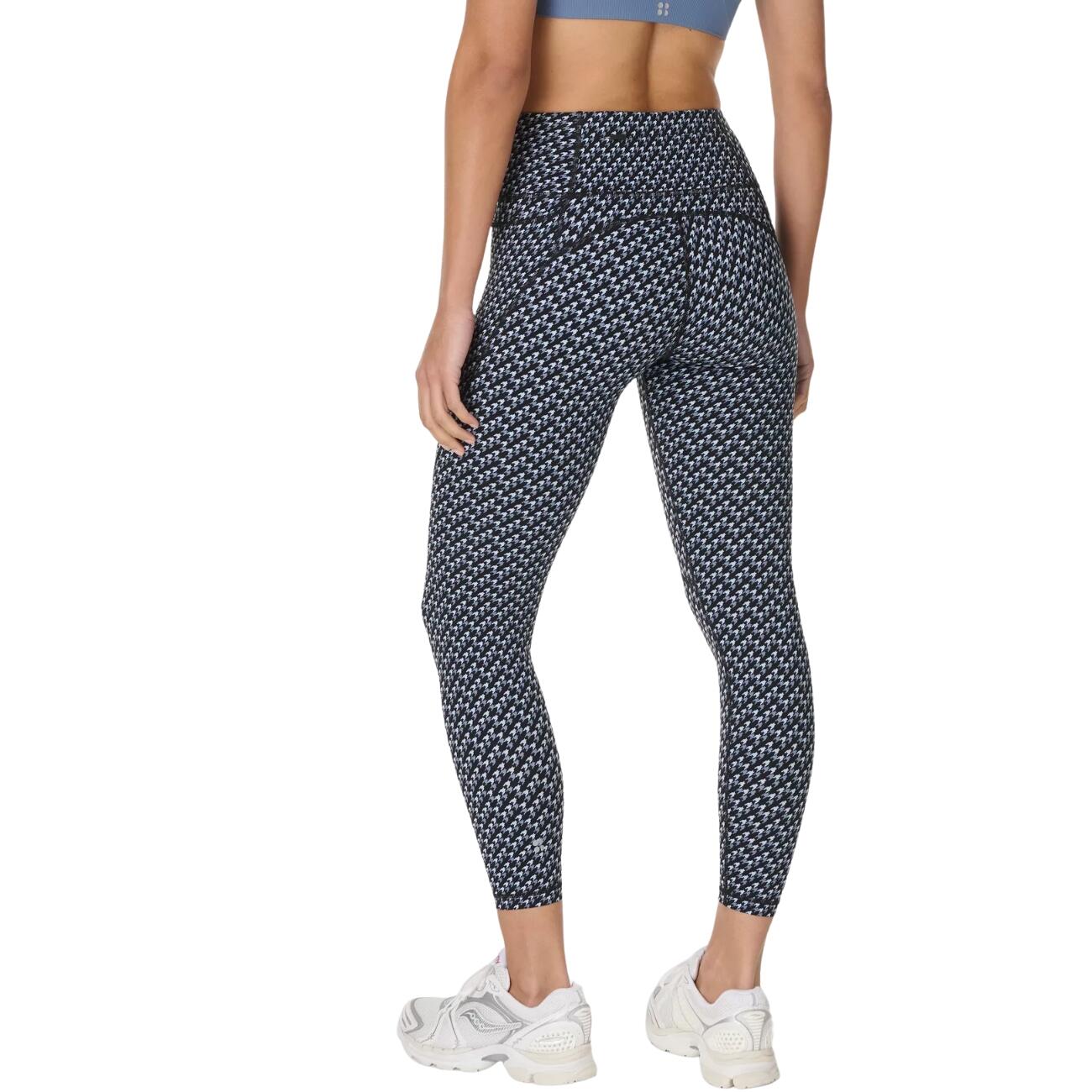 SWEATY BETTY Power Gym Leggings  BLUE MICRO HOUNDSTOOTH PRINT XS 4/7