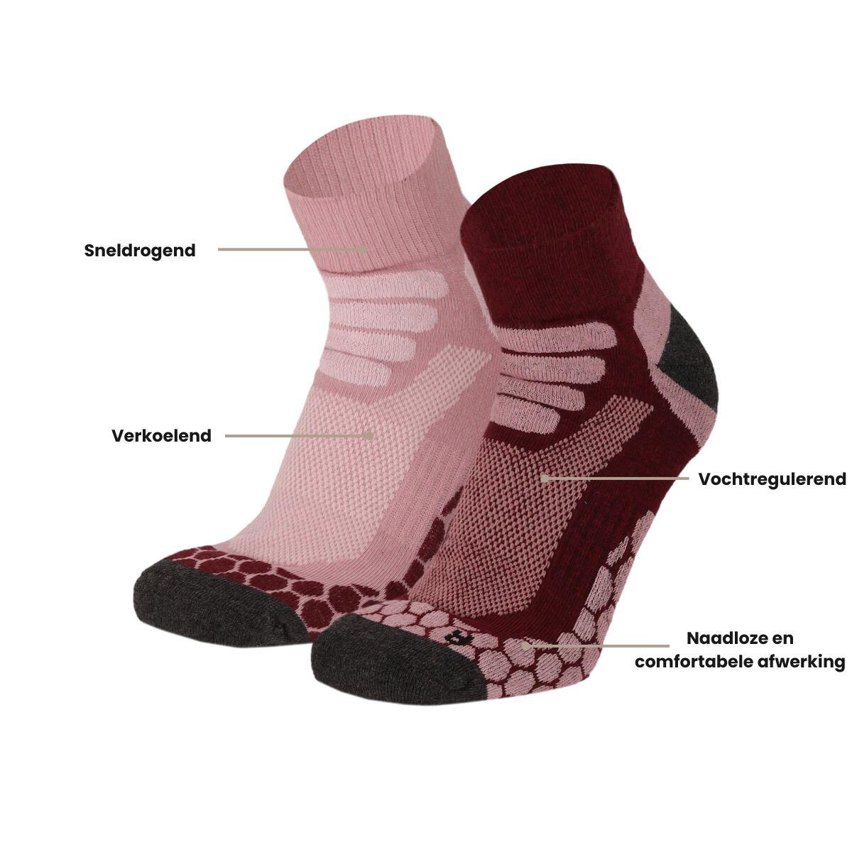 Calcetines de senderismo bajos Coolmax® Quarter lote de 6 - Burgundy 4/4