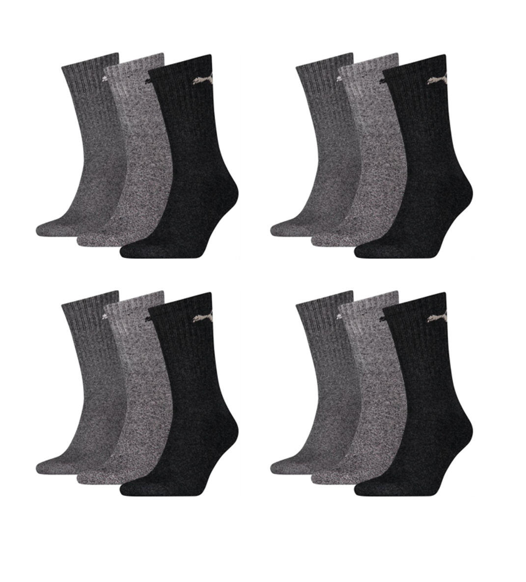 PUMA Puma Sportsocken Regular Crew Socken Sport 12-Pack grau mix 2.0 1/1