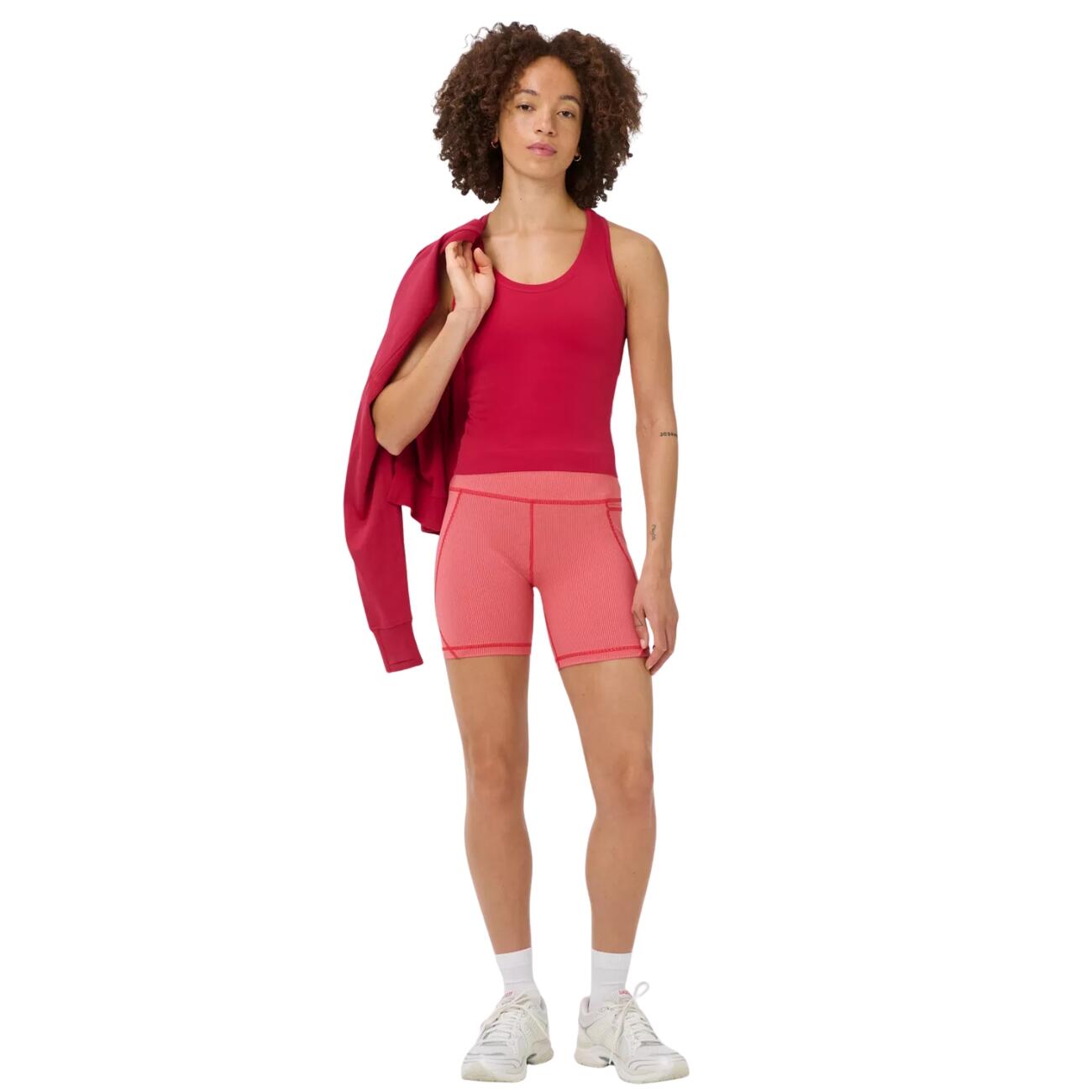 SWEATY BETTY Athlete Crop Seamless Workout Tank Top  CRIMSON RED L 3/7