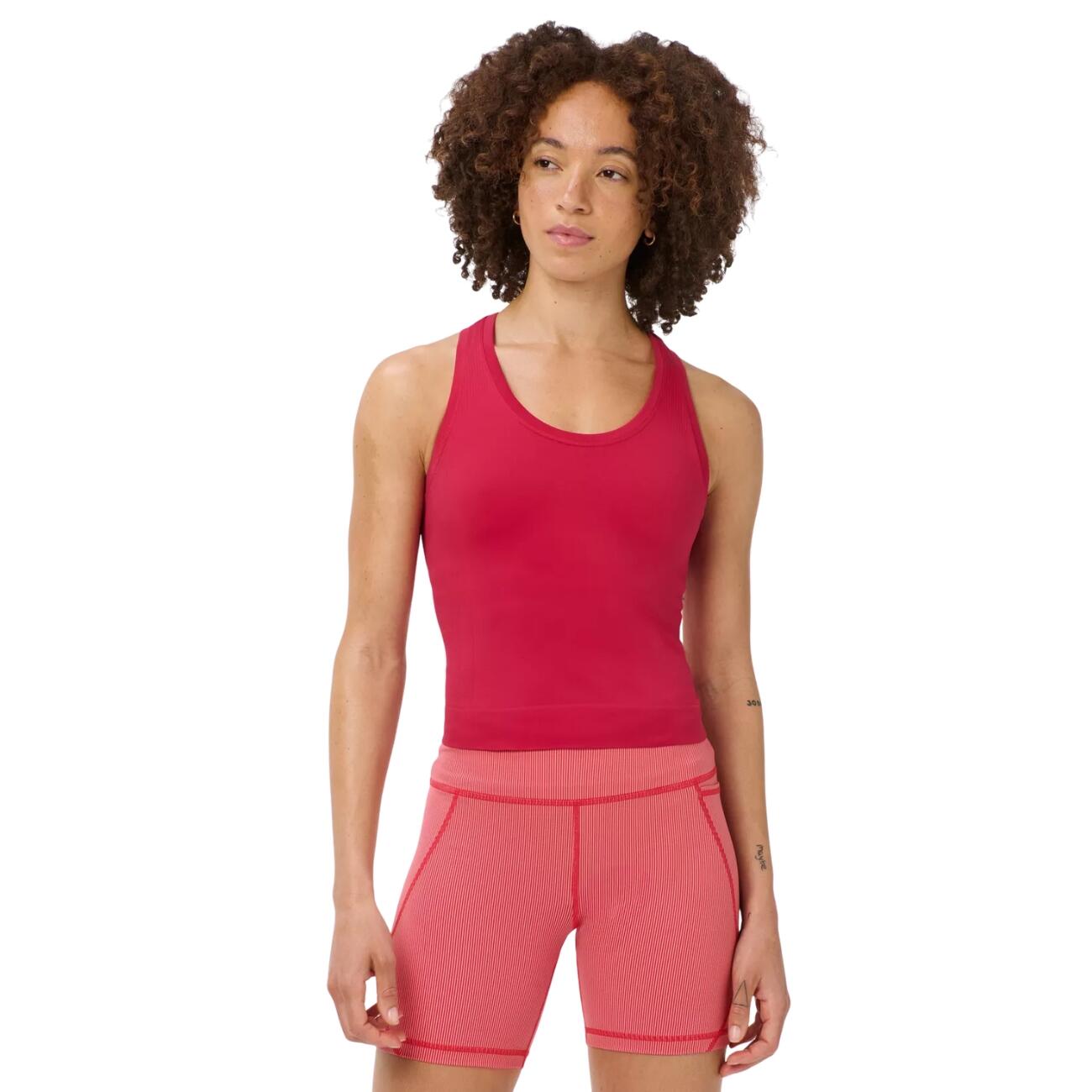 SWEATY BETTY Athlete Crop Seamless Workout Tank Top  CRIMSON RED L 5/7