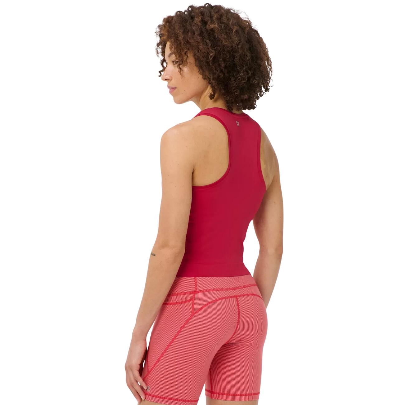 SWEATY BETTY Athlete Crop Seamless Workout Tank Top  CRIMSON RED L 4/7