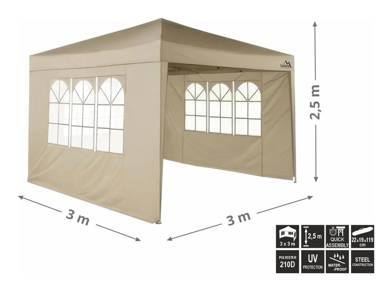 Namiot Cattara Palace 3x3x2.5 m, odporny na wodę i promieniowanie UV 3/8