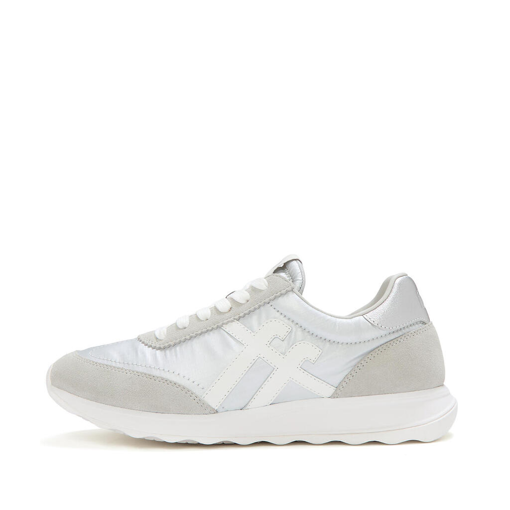 FitFlop Retro-Q FF Metallic-Fabric/Suede Sneakers