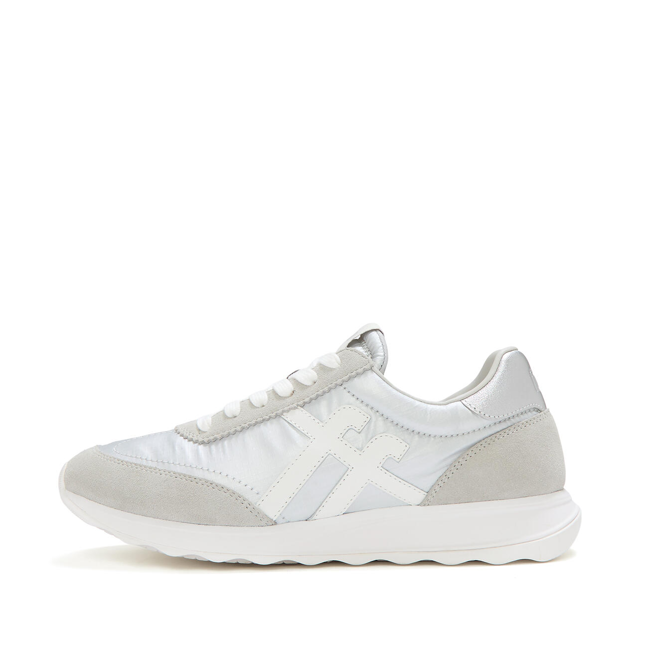 FITFLOP FitFlop Retro-Q FF Metallic-Fabric/Suede Sneakers  ZILVER/URBAN WIT 38 3/7