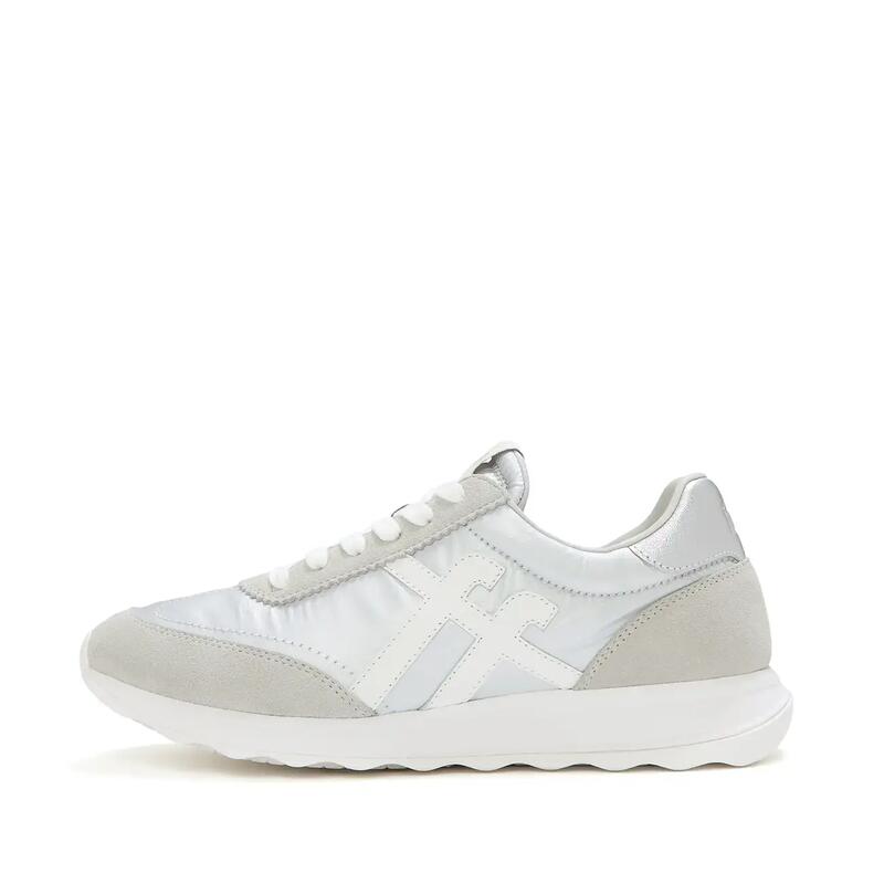 FITFLOP FitFlop Retro-Q FF Metallic-Fabric/Suede Sneakers  ZILVER/URBAN WIT 39