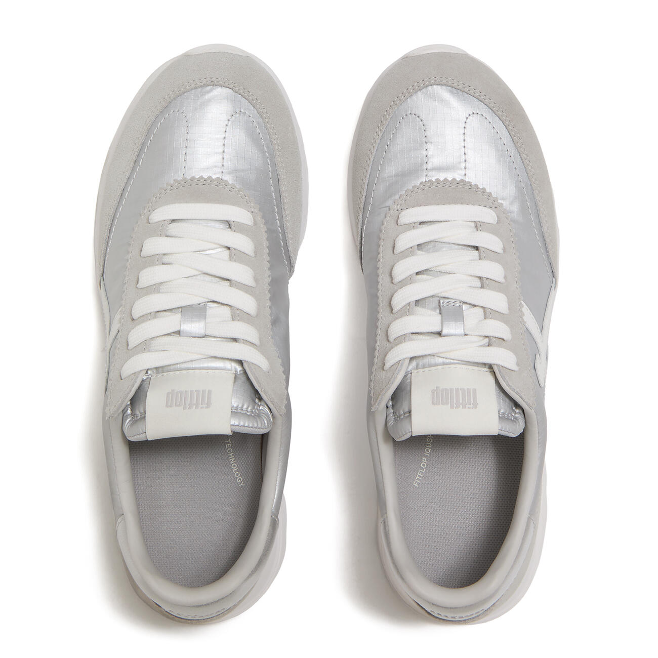 FITFLOP FitFlop Retro-Q FF Metallic-Fabric/Suede Sneakers  ZILVER/URBAN WIT 38 5/7