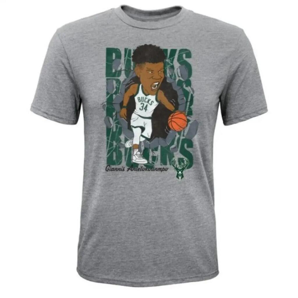 Hype Breakers SS Triblend Junior T-Shirt, M, Milwaukee Bucks, Giannis