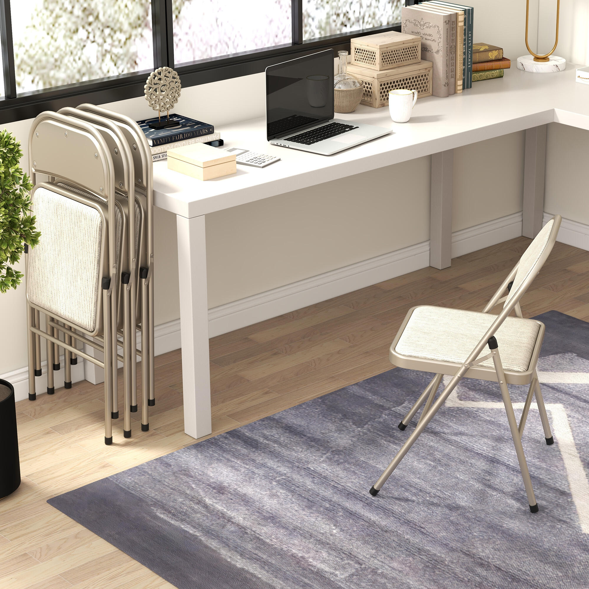 Sillas Plegables HOMCOM 45x46x78 cm Beige 5/5