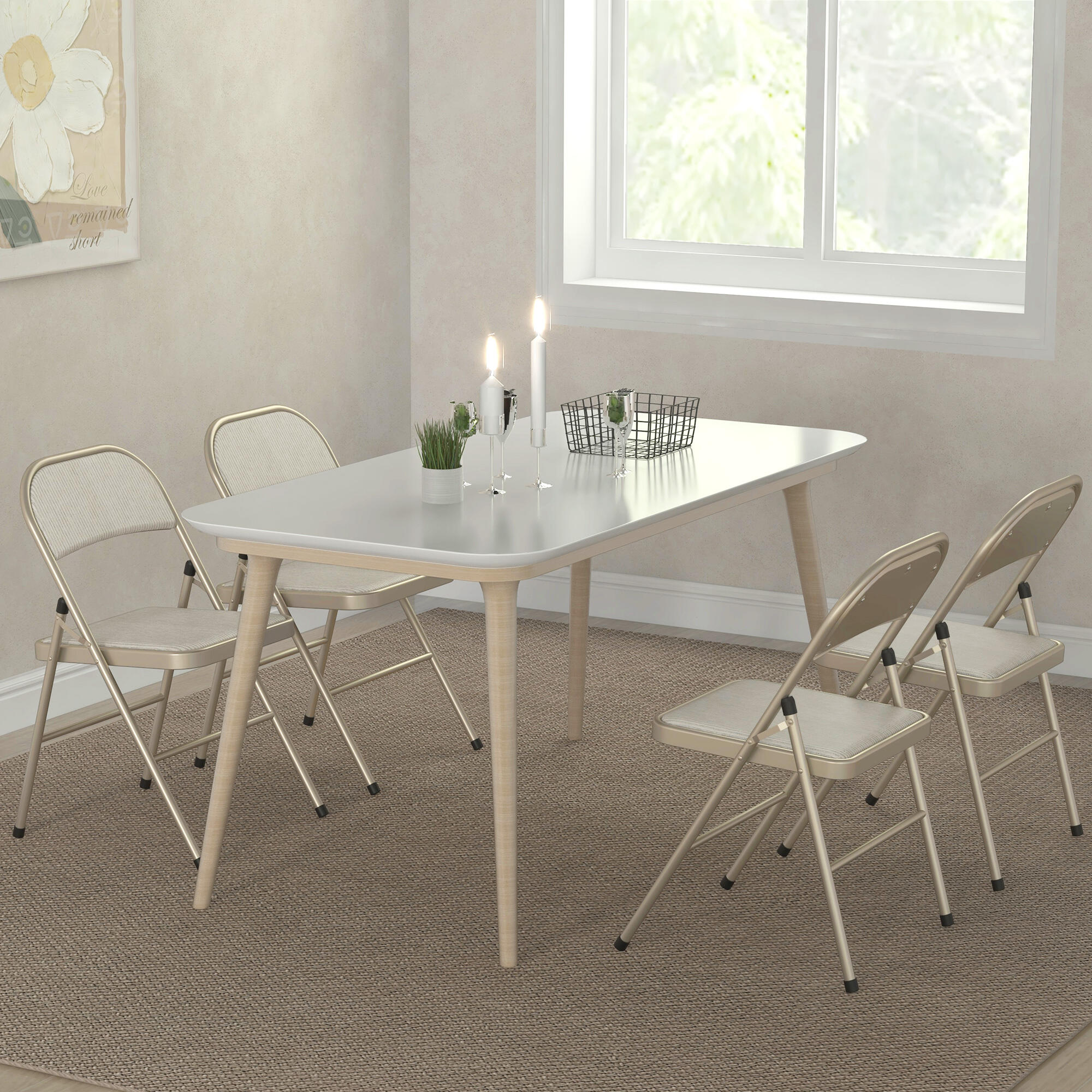 Sillas Plegables HOMCOM 45x46x78 cm Beige 4/5